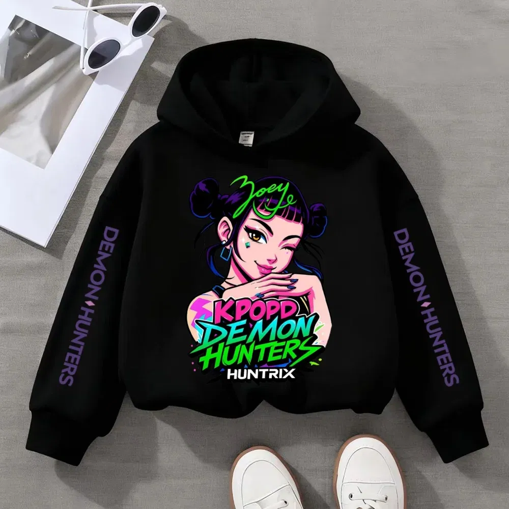 Color: black, Kid Size: 140 - Kpop Witch Hunt Children's clothing, including men's and women's spring and autumn hoodies and fashionable sweatshirts