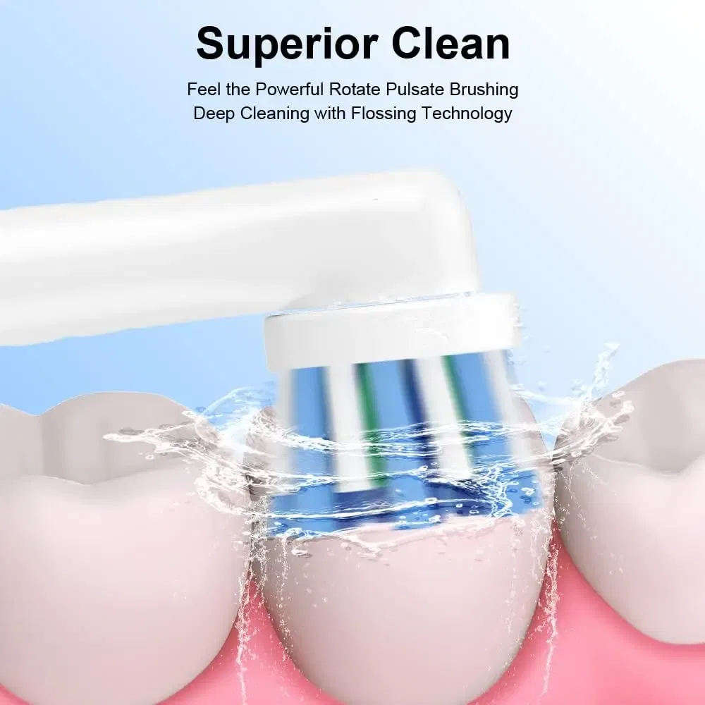 Color: Silver - Toothbrush Replacement Heads Refill for Oral B Electric Toothbrush Pro1000 Pro 3000 Pro5000 Pro7000 Vitality Floss Action