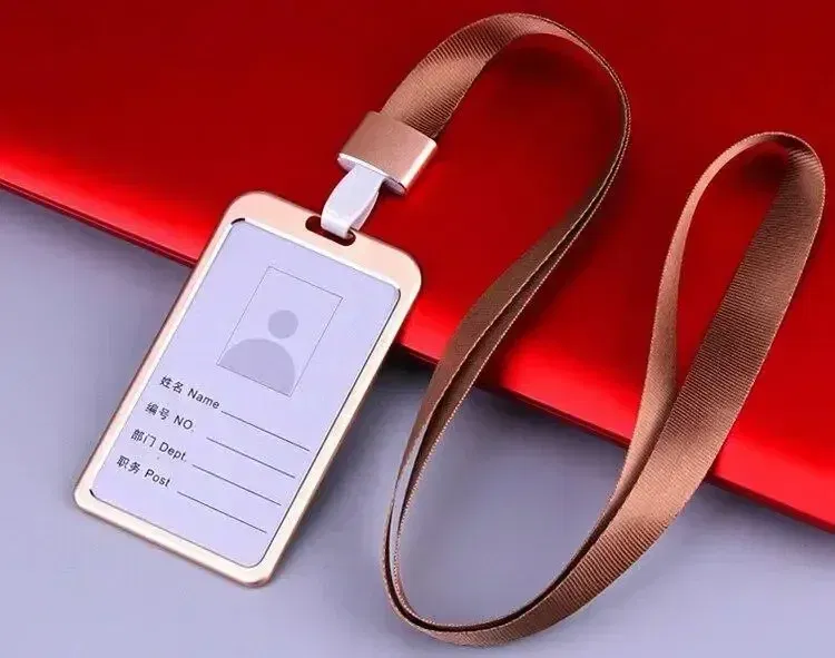 Color: Neo Chrome - Aluminum Alloy Card Cover Case Women Men Work Name Bank ID Card Holders Business Badge Case Credit Card Badge Case Bag Pouch