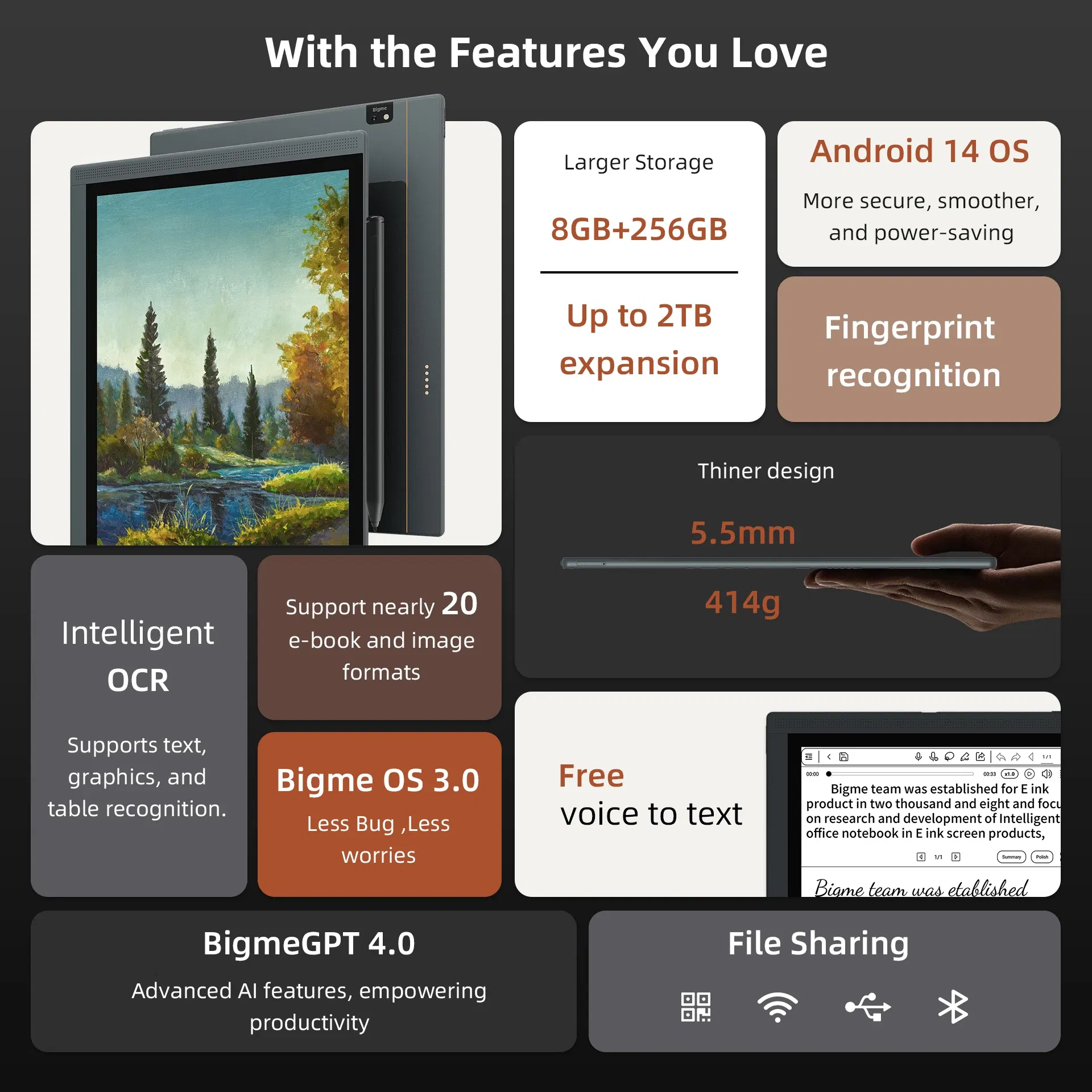 Color: black, Ships From: CHINA - Bigme B1051C Pro 10.3'' Color Eink Ebook Reader Android 14 OS, Dimensity 1080, 8+256GB, Electronic Book Tablet 300PPI Ereader