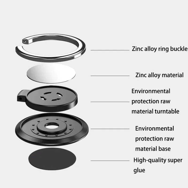 Color: Yellow - Universal Finger Ring Holder Stand Grip 360 Degree Rotating for Mobile Phone Car Magnetic Mount Phone Back Sticker Pad Bracket