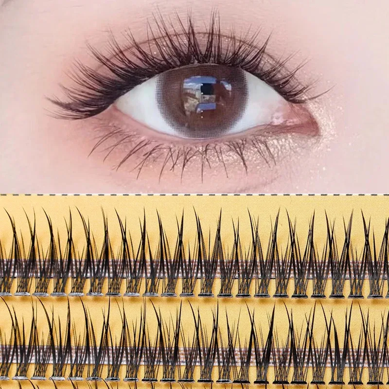 Length: 8mm - Grafting World Natural Slender Cross Simulation Thick Fish Tail Single Cluster Hair Soft Curly Swallow Tail False Eyelashes