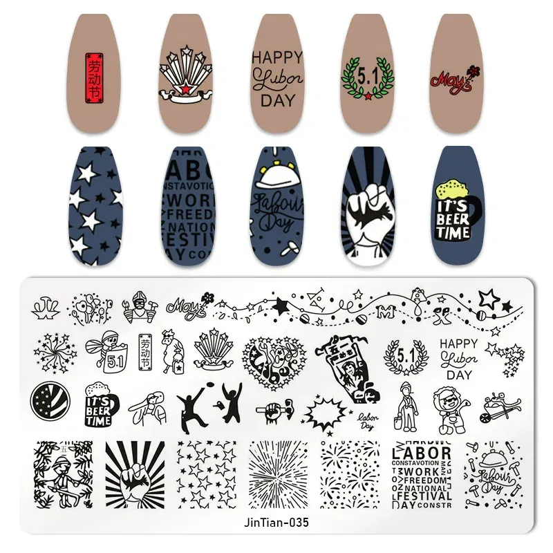 Color: Green - 1PC Nail Art Stamp Plate Geometric Line DIY Stamping Image Plate 6*12CM Nail Stamping Plate Stainless Steel Plate Stencil JTY150