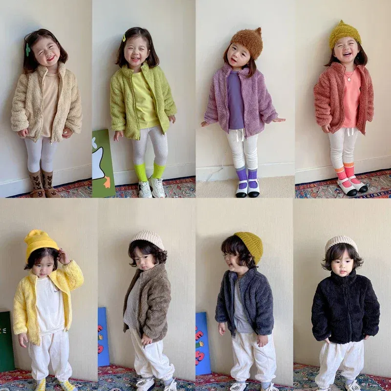 Color: Gold, Kid Size: 9T - Kids Winter Coats 2024 New Children Outerwear Boy Warm Fleece Jacket Baby Girls Jackets for Autumn Spring Children Clothing