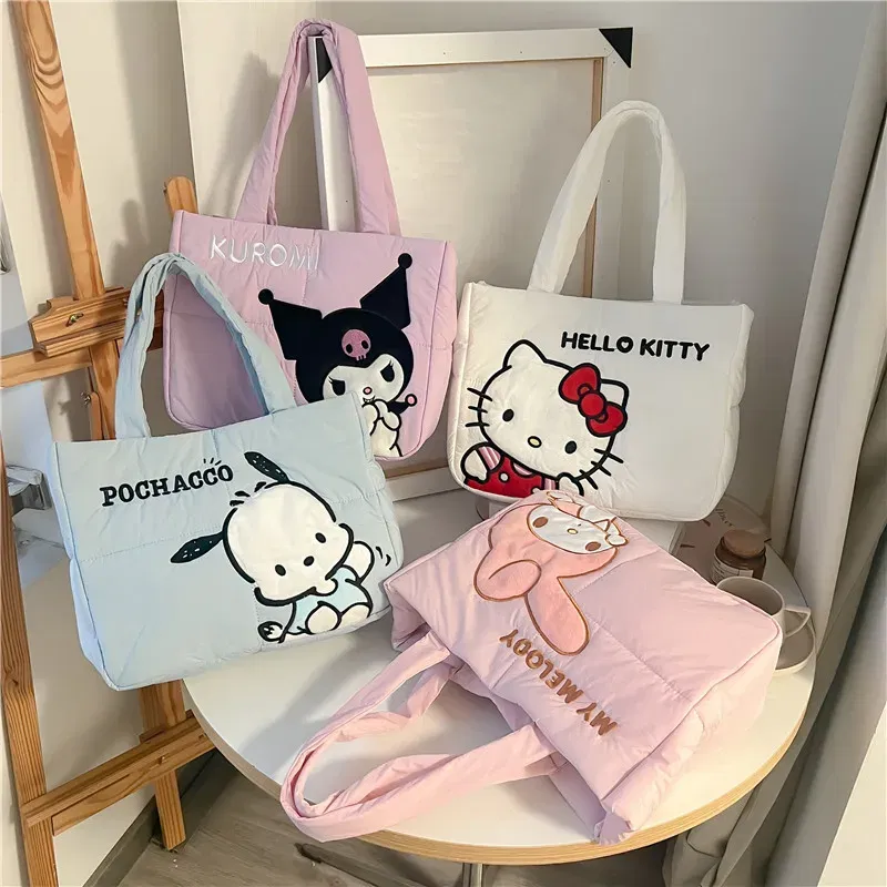 Color: Sky blue - My Melody Pochacco Kawaii Sanrio Kuromi Anime Women Handbag Tote Shoulder Bag Cute Cartoon Girl High-capacity Commuter Package