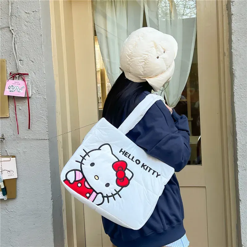 Color: Sky blue - My Melody Pochacco Kawaii Sanrio Kuromi Anime Women Handbag Tote Shoulder Bag Cute Cartoon Girl High-capacity Commuter Package