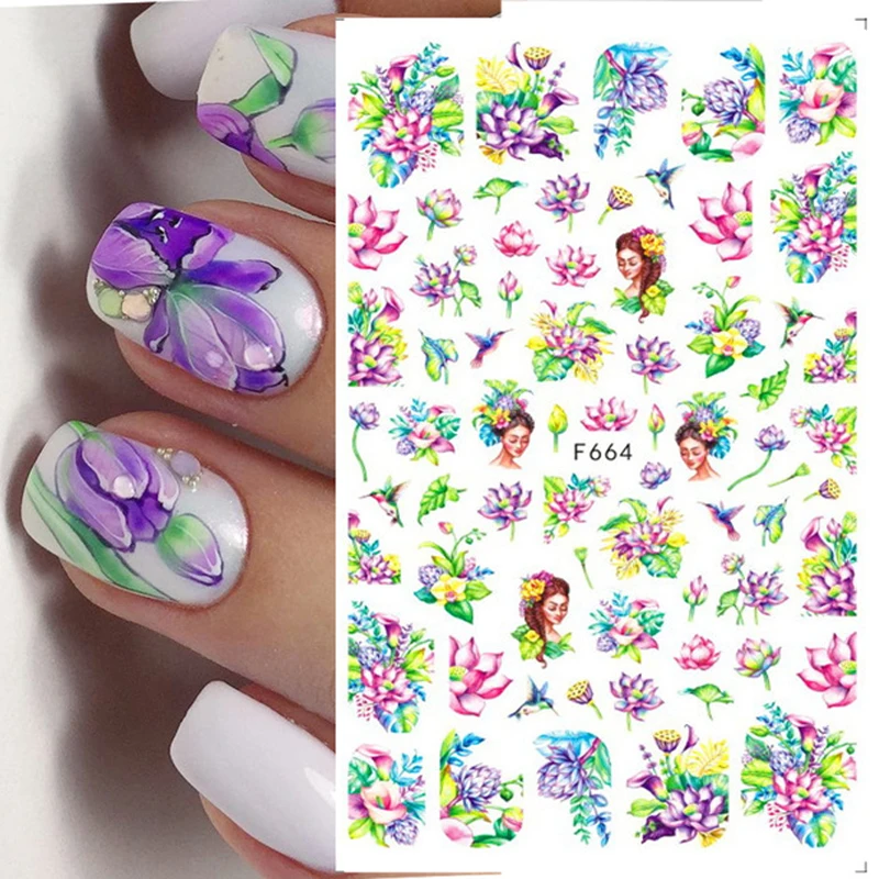 Color: Red - 3D Blue Butterfly Adhesive Stickers Nail Art Decoration Laser Flowers Leaves Nail Sticker Nail Art Supplies Nail Parts