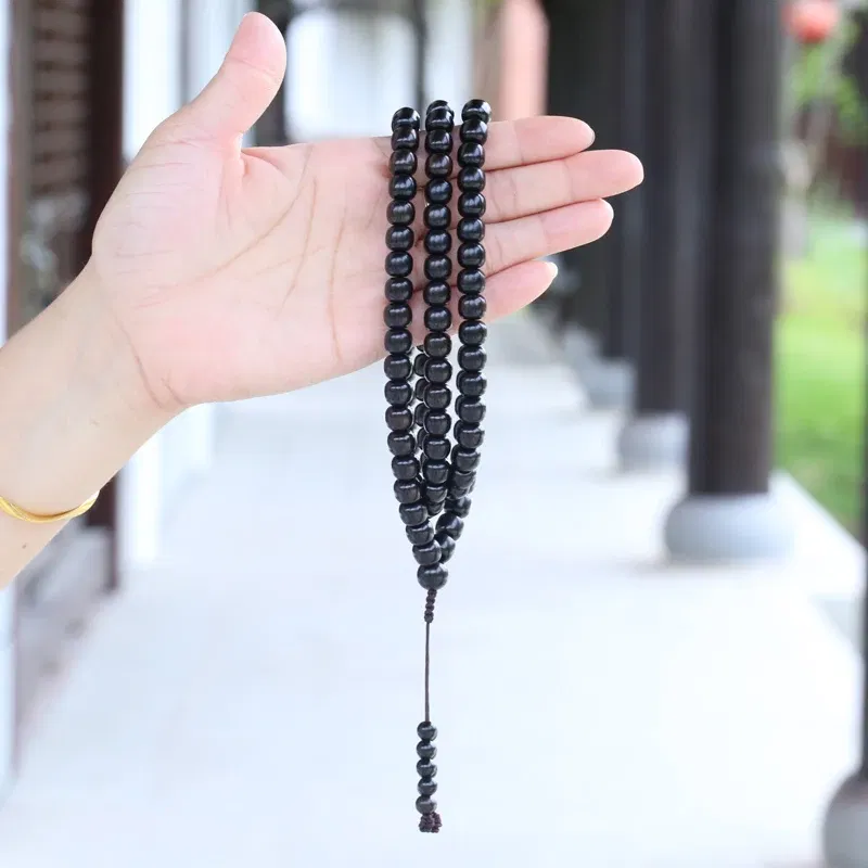 Metal Color: Light Yellow Gold Color - New Ebony Beaded Necklace 99 Pieces 108 Mara Yoga Unisex