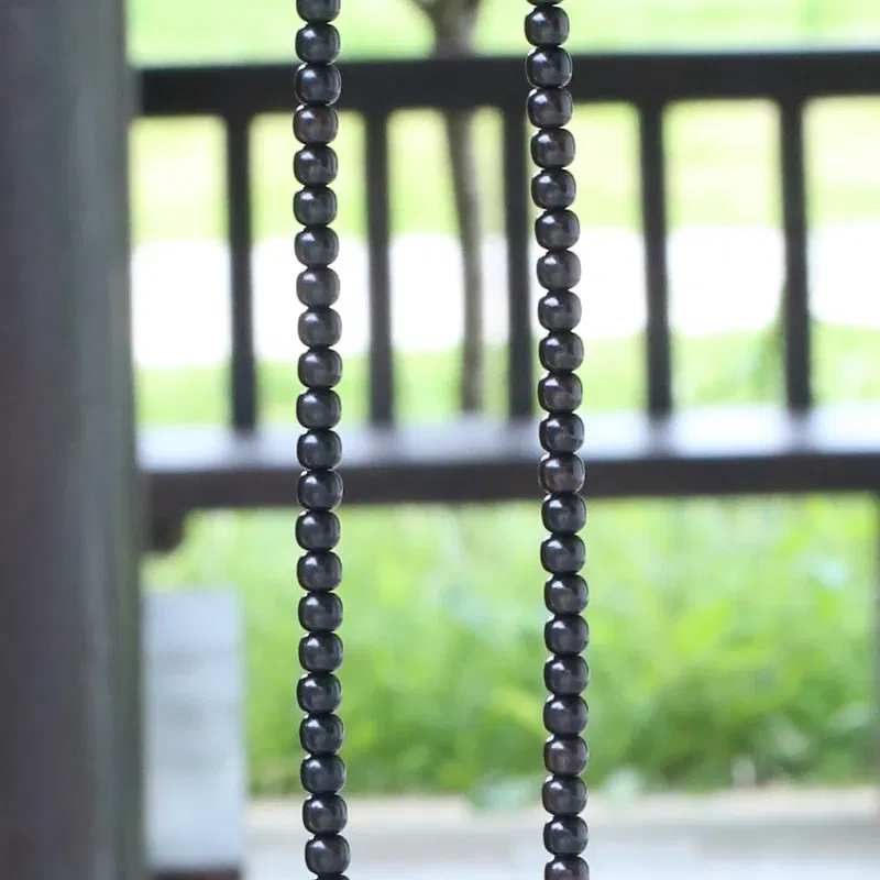 Metal Color: Light Yellow Gold Color - New Ebony Beaded Necklace 99 Pieces 108 Mara Yoga Unisex