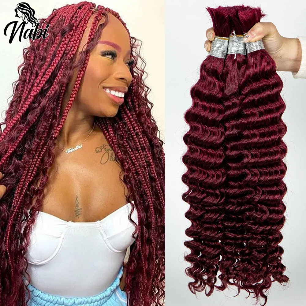 Color: Mocha Brown, Material Grade: virgin hair, Longest Hair Proportion: 30%-55%, Stretched Length: 20inches, Bulk Buy: 10Pcs/Lot - NABI Deep Wave Boho Braiding Hair Bulk 16inches No Weft Human Hair Extension Curly Hair Bundles for Boho Braids