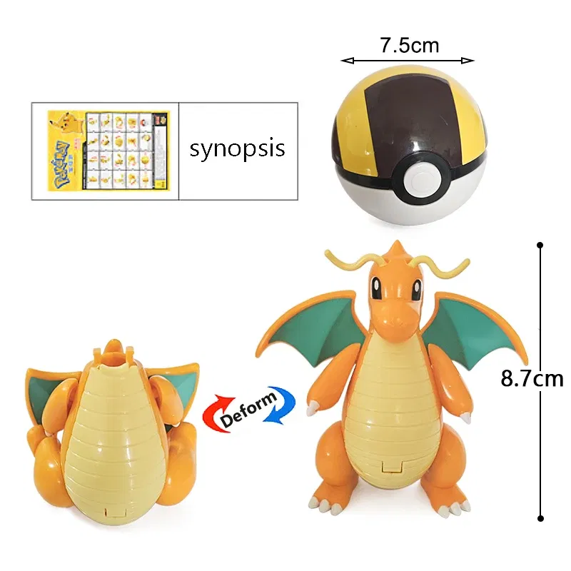 Color: Multicolor - High Quality Pokemon Ball Deformation Toy Pikachu Mewtwo Gyarados Pocket Monster Pokeball Pokemon Action Figure Children Toy Gif