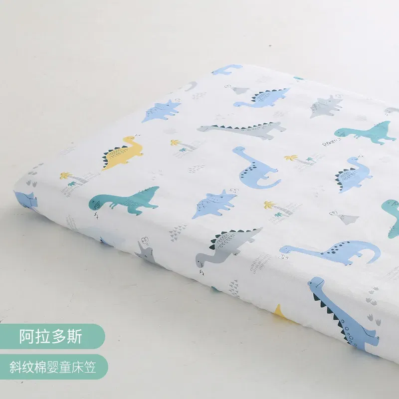 Color: Red - 130cm * 70cm Cotton Crib Top Baby Bed Cover Child Infant Newborn Mattress Cover Twill Cotton Bedding