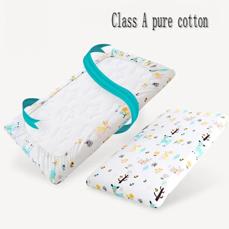 Color: Red - 130cm * 70cm Cotton Crib Top Baby Bed Cover Child Infant Newborn Mattress Cover Twill Cotton Bedding
