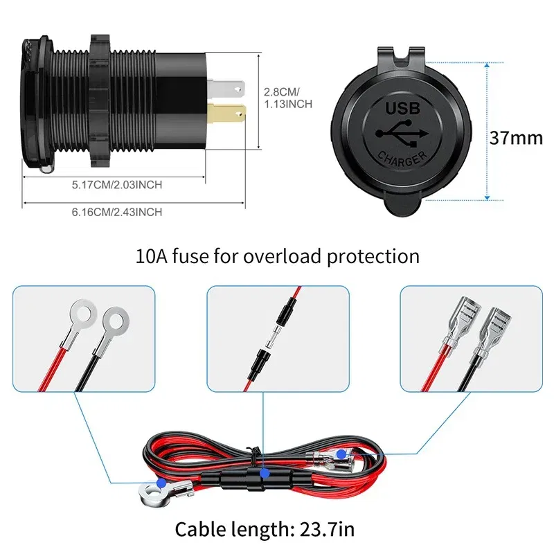 Color Name: Red - 83W USB C Car Charger Socket 12/24V Outlet Laptop Fast Charging 65W PD3.0 & QC3.0 with Digital Display for Car RV ATV Motorcycle