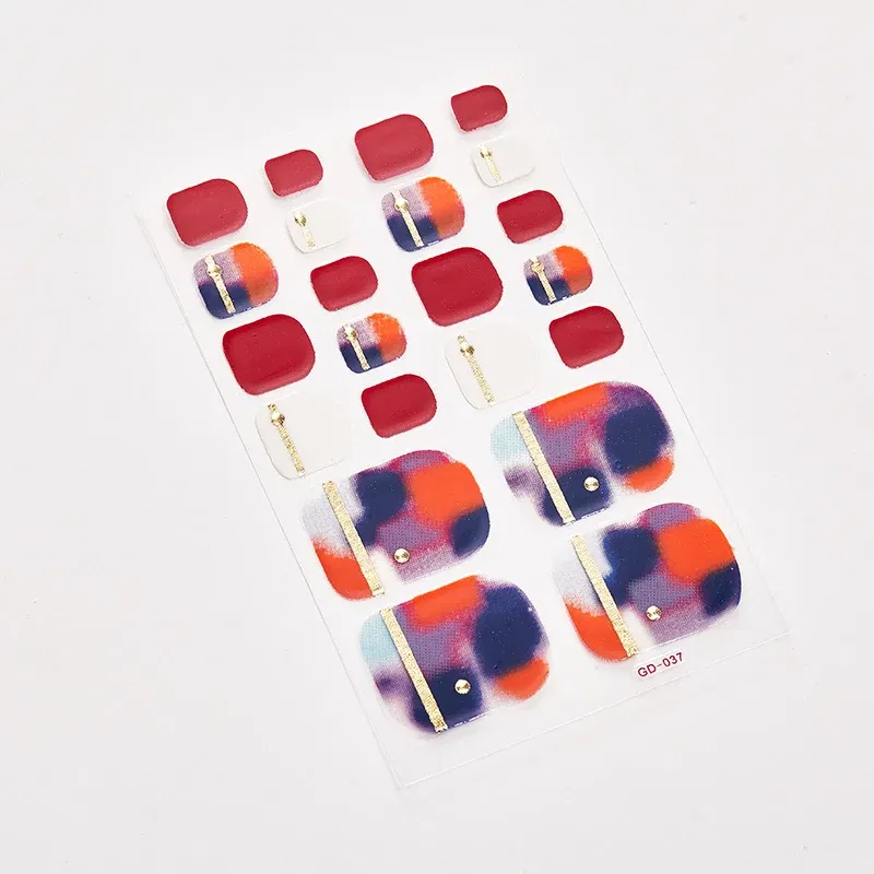 Color: Rust Red - 22 Tips/Sheet Fashion Nails Sticker Designer Nail Accesoires Nail Adhesive Nail Wraps DIY Valentines Loveliness Designed Shiny