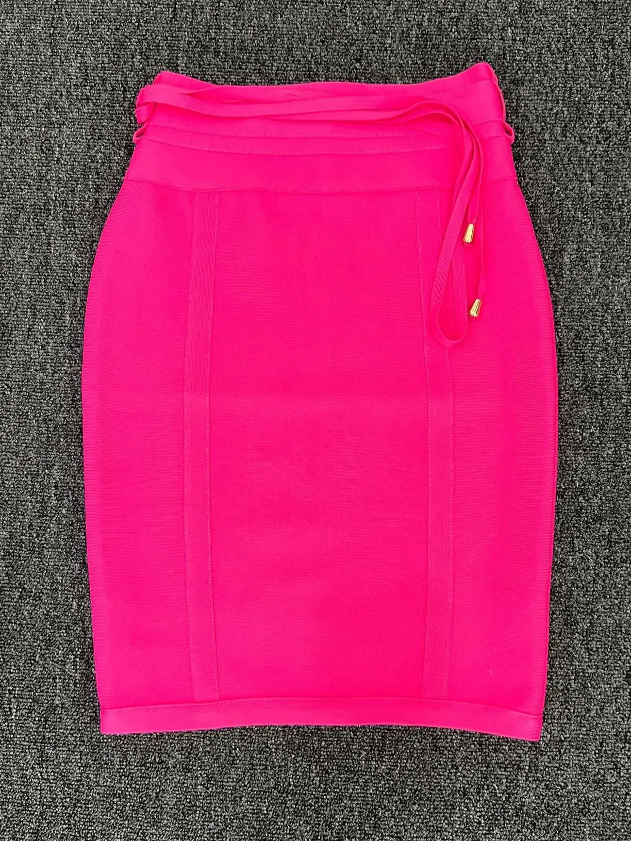 Color: Rose Red, Size: M - 4 Colors Women Hot Pink Black White Bodycon Bandage Skirt Designer High Street Party Club Pencil Skirt 55cm