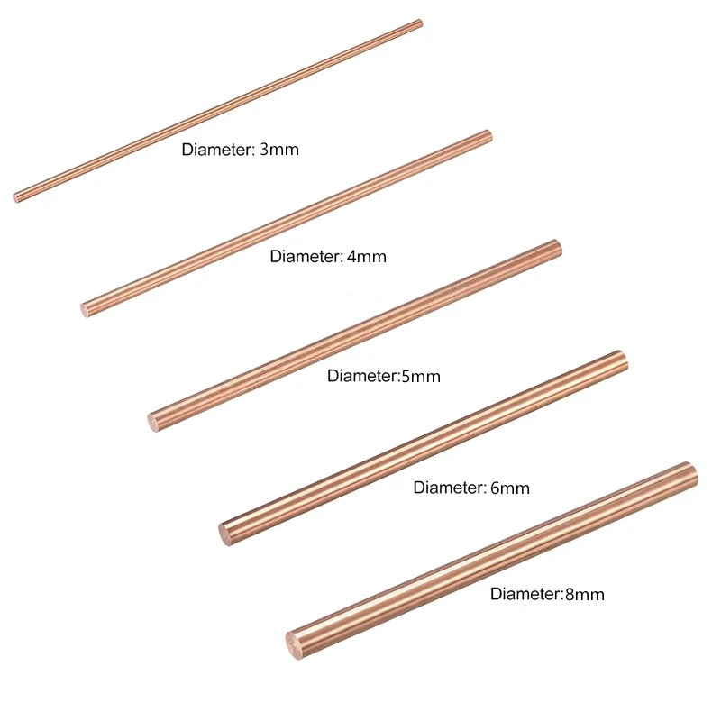 Color: grey, Specification: 10mm - 1pcs Copper Round Bar Metal Rod Milling Metalworking 3mm 4mm 5mm 6mm 8mm-30mm Length50mm-300mm Copper Rod