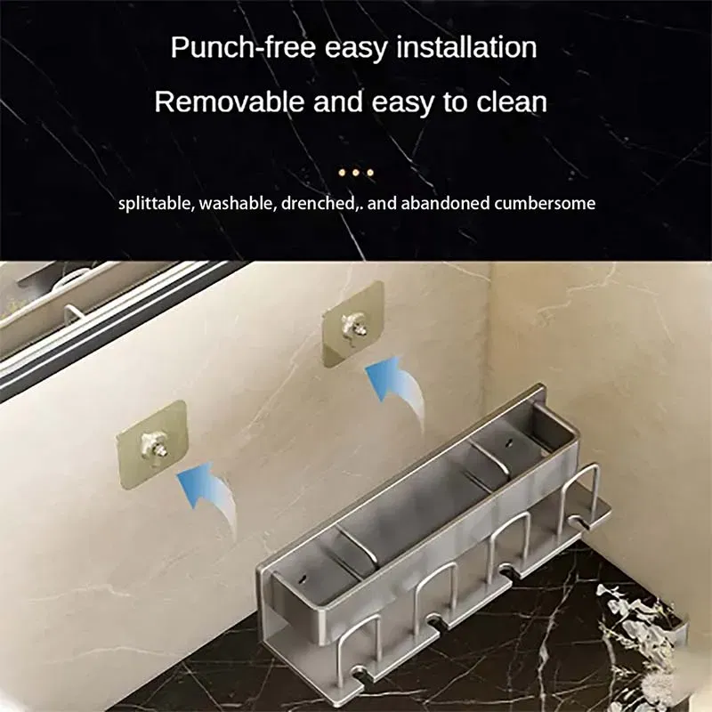 Color: light yellow - Toothbrush Holder Wall Mounted Toothpaste Dispenser Aluminium Electric Hair Brushes Storage Bathroom Accessories House Organizer