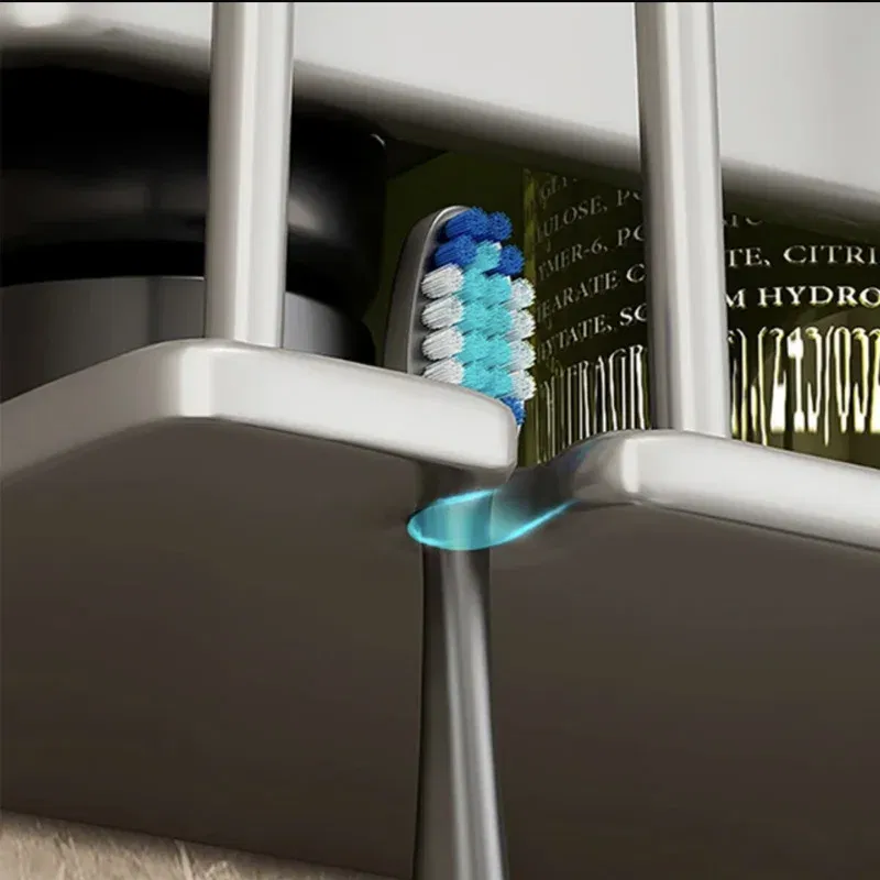 Color: light yellow - Toothbrush Holder Wall Mounted Toothpaste Dispenser Aluminium Electric Hair Brushes Storage Bathroom Accessories House Organizer