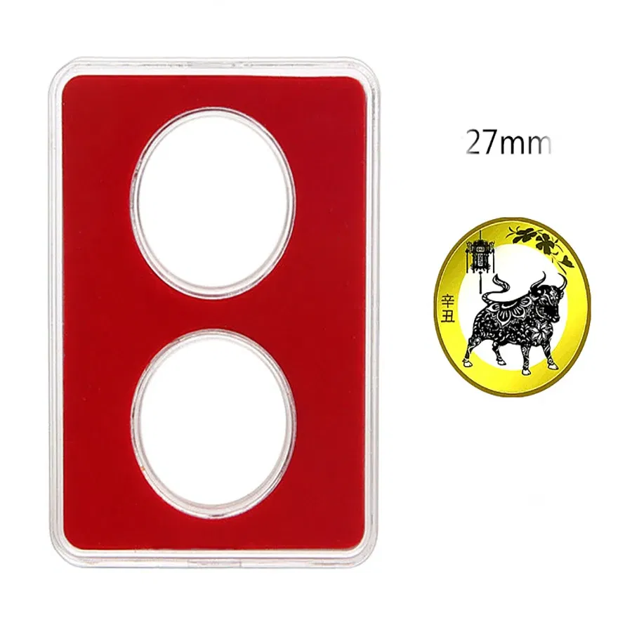 Color: Light Grey - 27mm 30mm Small Label Grade IDENTIFICATION 2 Coins slabs Holder Display Red Color Coin Collecting Storage Box