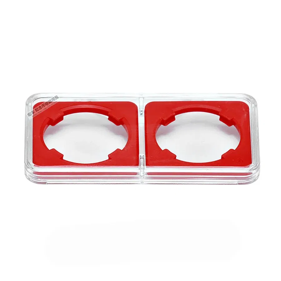 Color: Light Grey - 27mm 30mm Small Label Grade IDENTIFICATION 2 Coins slabs Holder Display Red Color Coin Collecting Storage Box