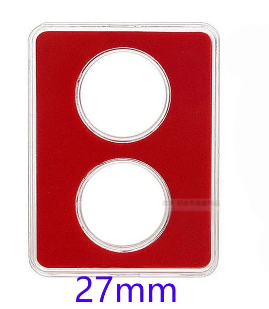 Color: Light Grey - 27mm 30mm Small Label Grade IDENTIFICATION 2 Coins slabs Holder Display Red Color Coin Collecting Storage Box
