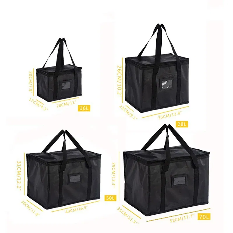 Color: Brown - Insulated Thermal Cooler Bag Drink Storage Large Chilled Bags Cool Lunch Foods Lunch Box Zip Picnic Tin Foil Food panier repas