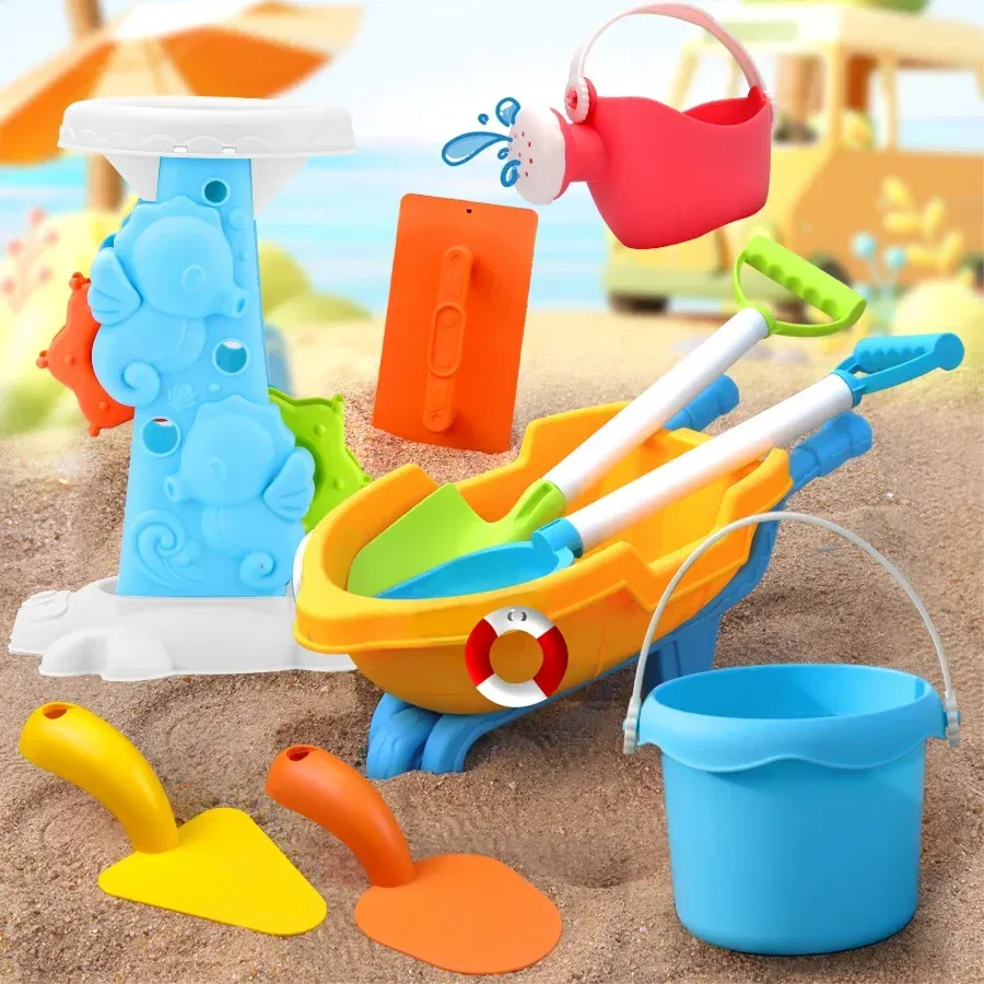 Color: Yellow - Children's Beach Toy Set, ATV, Sand Digging and Water Toy, Beach Bucket, Hourglass, Shovel, Beach Sand Play Tool Random Colors