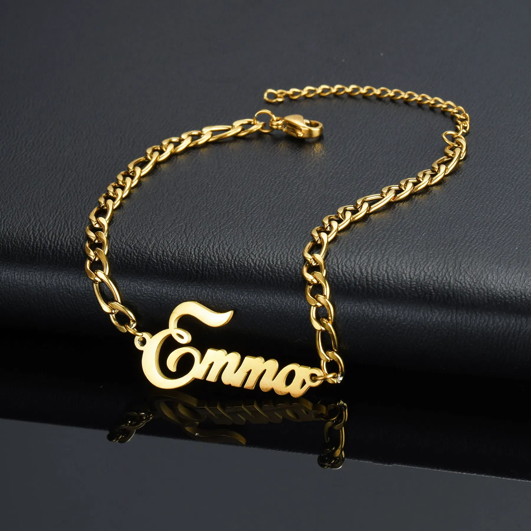 Metal Color: pink, Length: 16cm, Main Stone Color: Silver - Atoztide Personalized Custom Name Bracelet for Women Men Stainless Steel 10mm Cuban Chain Nameplate Handmade Bangle Jewelry Gift