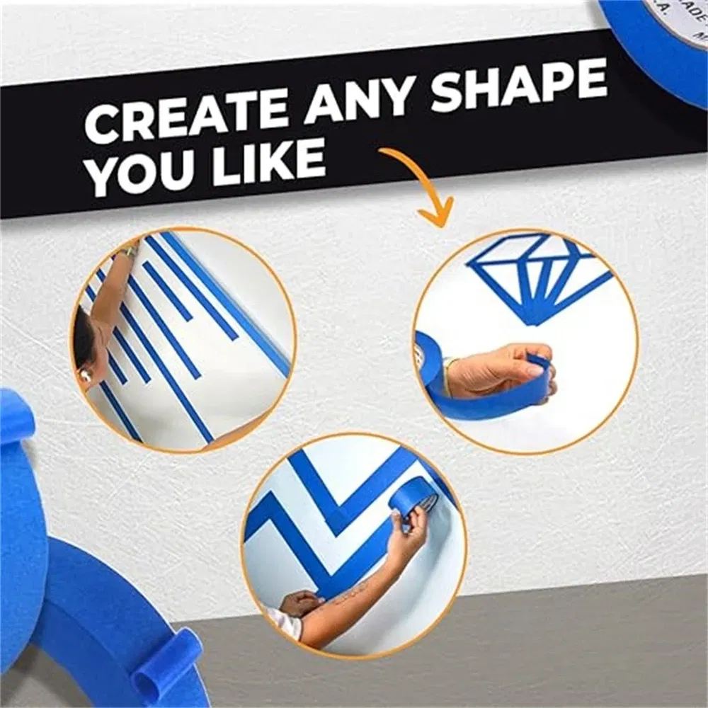 Color: Orange - 3 Roll/Set Paint Tape Multi-Surface Masking Easy Removal Paint Tape Security Wall Painting Crafts Art Construction Home 20m/Roll