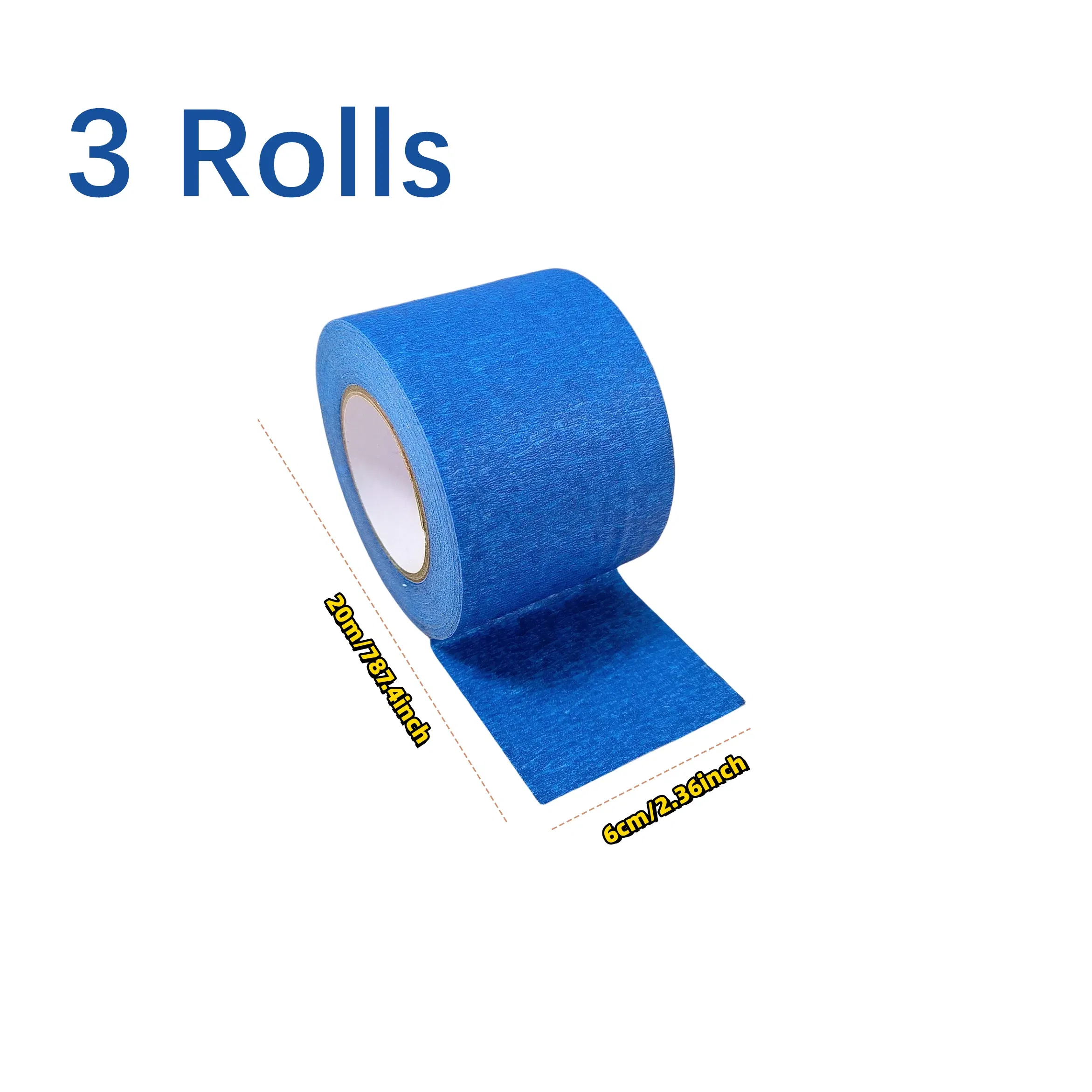 Color: Orange - 3 Roll/Set Paint Tape Multi-Surface Masking Easy Removal Paint Tape Security Wall Painting Crafts Art Construction Home 20m/Roll