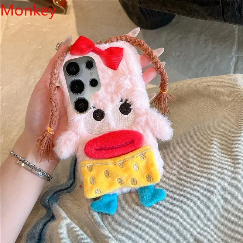 Material: CANVAS, Color: black - 3D Cartoon Braided Girl Silicone Phone Cases For Google Pixel 9 Pro XL 8 5G 7 6 8A 7A 6A Cute Warm Fur Sausage Mouth Cover Gift