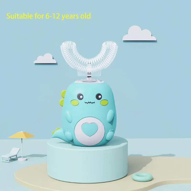 Color: GRAY - Kids U-shaped Sonic Electric Toothbrush Children Silicon Toothbrush 360 Degrees Smart Tooth Brush Teeth Whitening for Waterproof