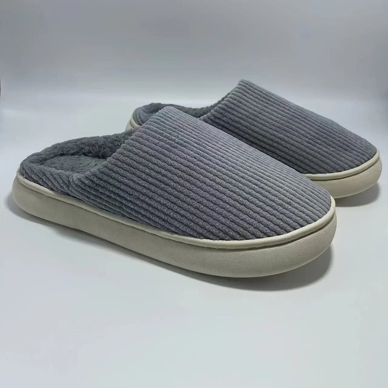 Color: GRAY, Shoe Size: 43 - Mens Memory Foam Slippers Slip on, Cozy Men's Bedroom Slippers Warm Soft Closed Toe Man Slippers
