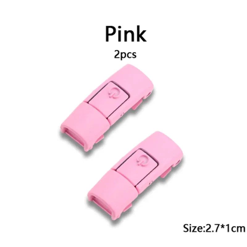Color: Pink - Switches Colorful Metal Buckle No Tie Shoe Laces Press Lock Shoelaces Without Ties Elastic Flat Shoelace Sneaker Kids Adult