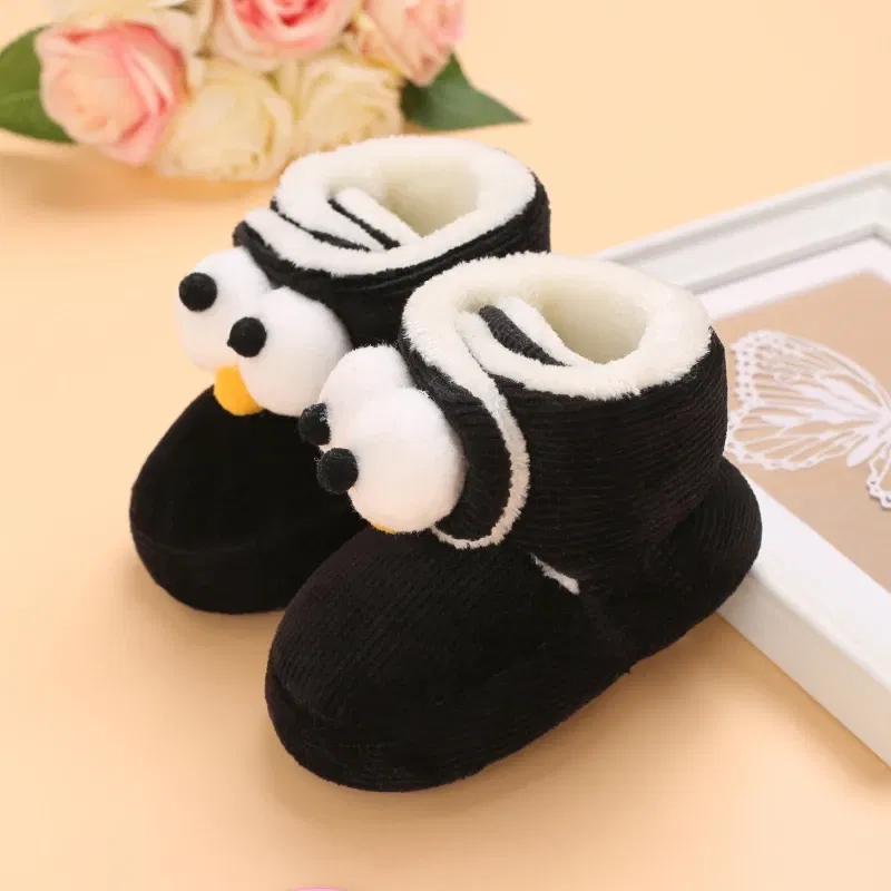 Color: Yellow, Baby Age: 7-12 Months - Winter New Cute Cartoon Baby Booties Boy Girl Boots Cotton Soft-Sole Non-Slip Warm Toddler First Walkers Infant Crib Shoes