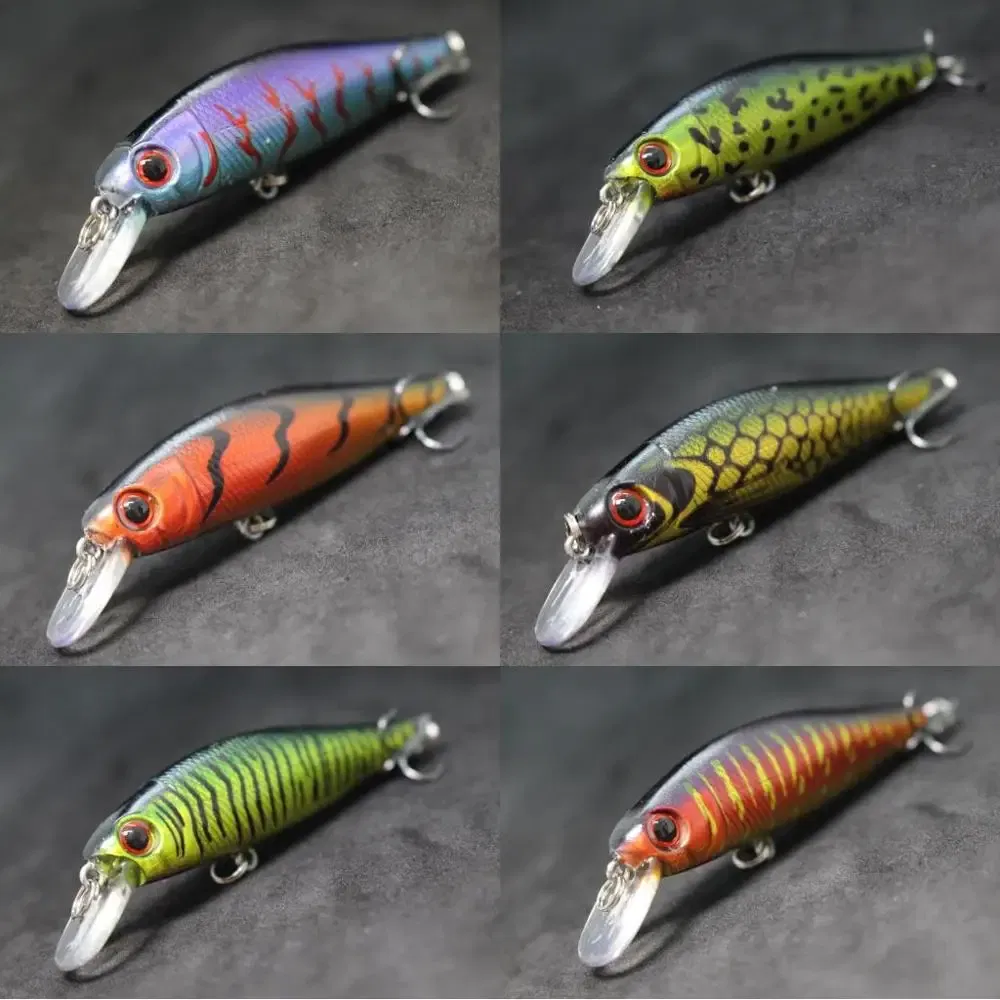 Color: Brown - wLure Minnow Fishing Lure Jerkbait 9g 8cm 0.5 Meter Depth 2 Black Nickle #8 Hooks 3D Hard Eyes M606