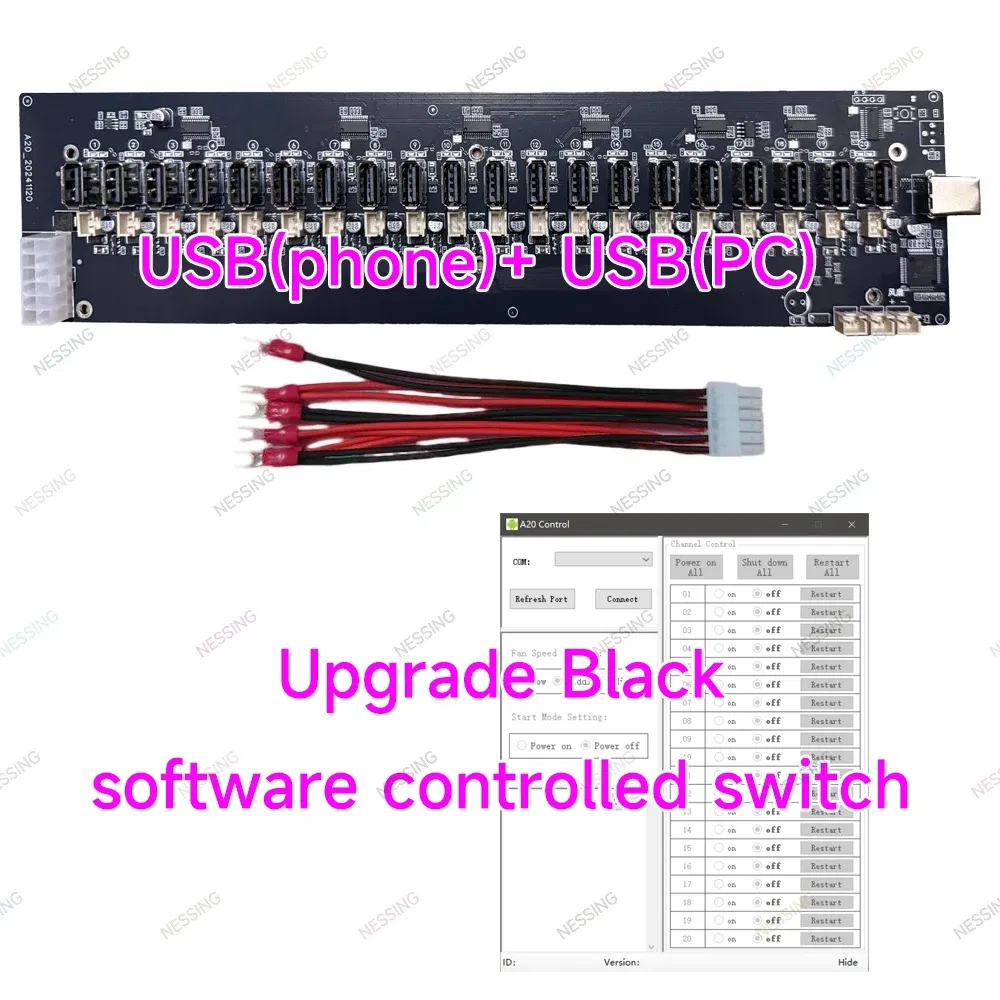 Color: Silver - Mobile Phone Group Control Equipment Motherboard Ethernet OTG USB Connection Independent Switch Smartphone USB Farm Mainboard