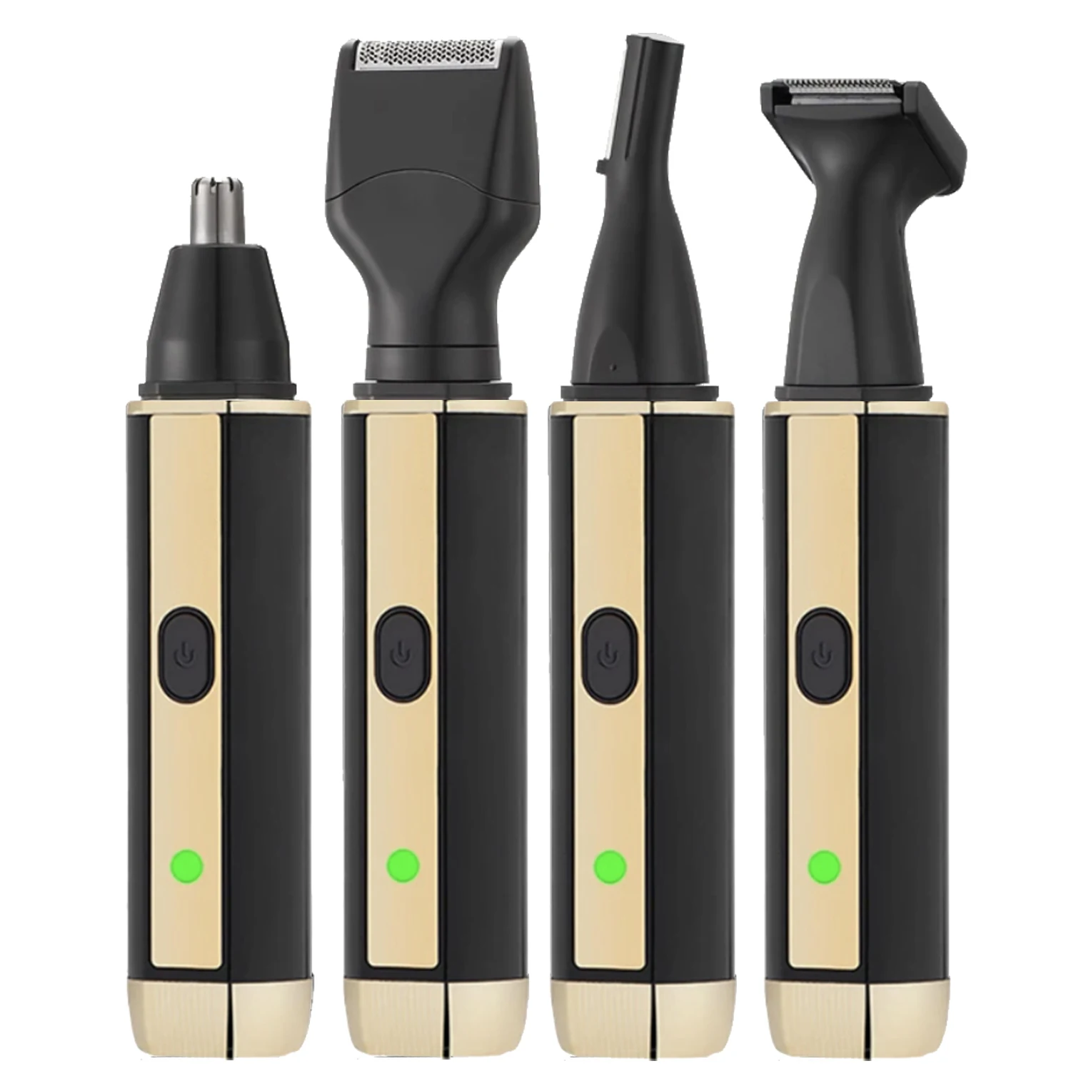 Color: Gold - Man Beard Shaver Sideburns Trimmer Nose Hair Trimmer Eyebrow Razor 4IN1 Grooming kit Rechargeable Lithium Battery