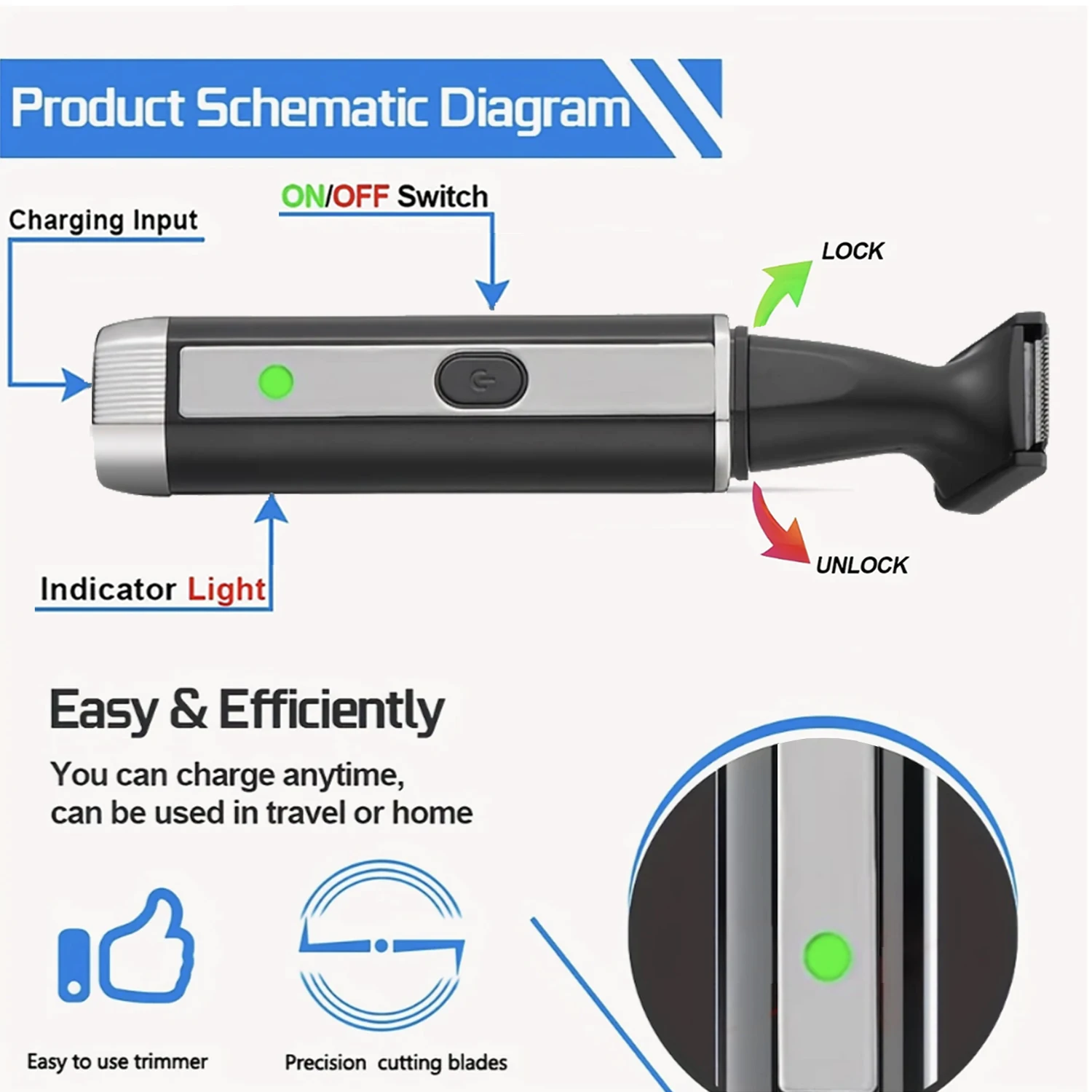 Color: Gold - Man Beard Shaver Sideburns Trimmer Nose Hair Trimmer Eyebrow Razor 4IN1 Grooming kit Rechargeable Lithium Battery