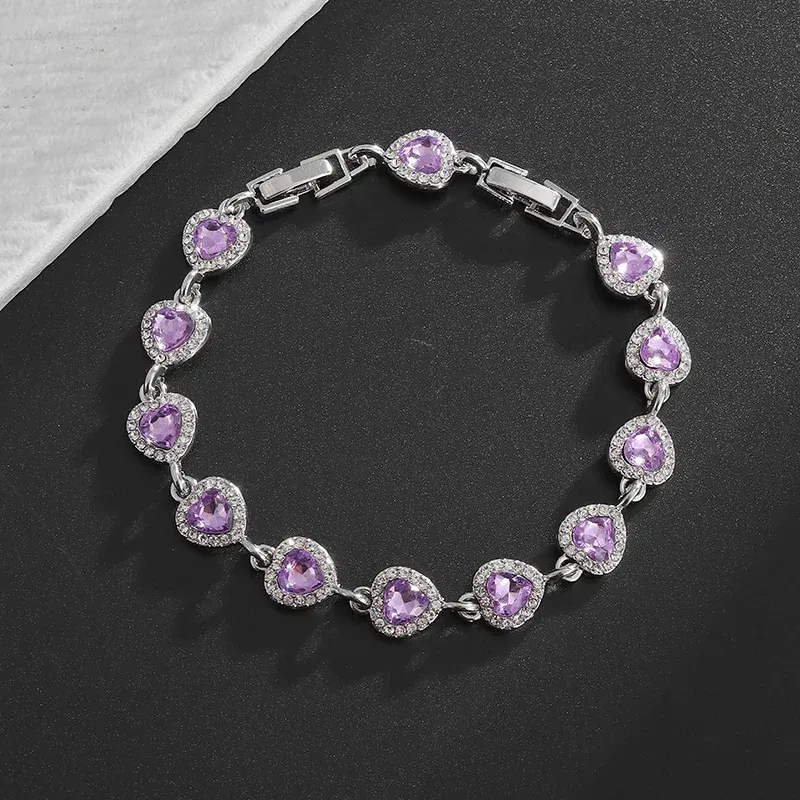 Metal Color: Imitation Rhodium Plated - Fashion Exquisite Color Crystal Inlaid Ladies Charm Bracelet Engagement Wedding Jewelry