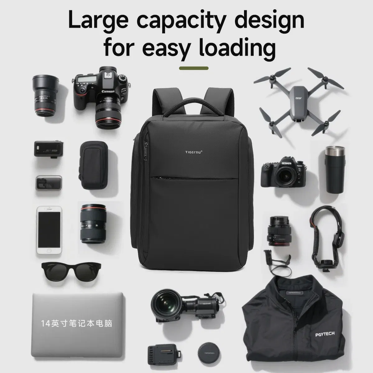 Tigernu Camera Backpack For Men Video Digital Bags For Photographers DSLR Camera Case Waterproof Backpack Camera 14inch Laptop