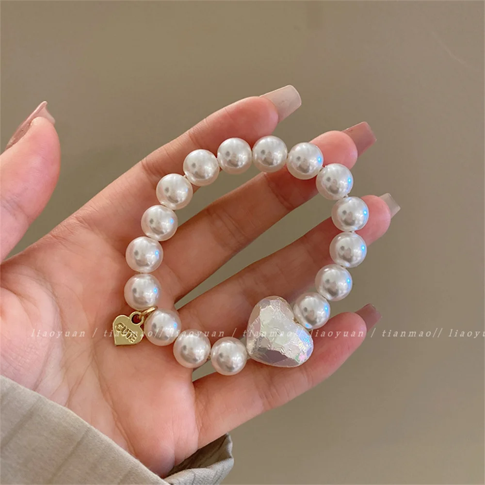 Color: GRAY - Exquisite Pearl Beaded Hair Ties Bracelet Sweet Ponytail Braid Hair Rope for Women Girl Fashion Headwear Hair Accessories Gift