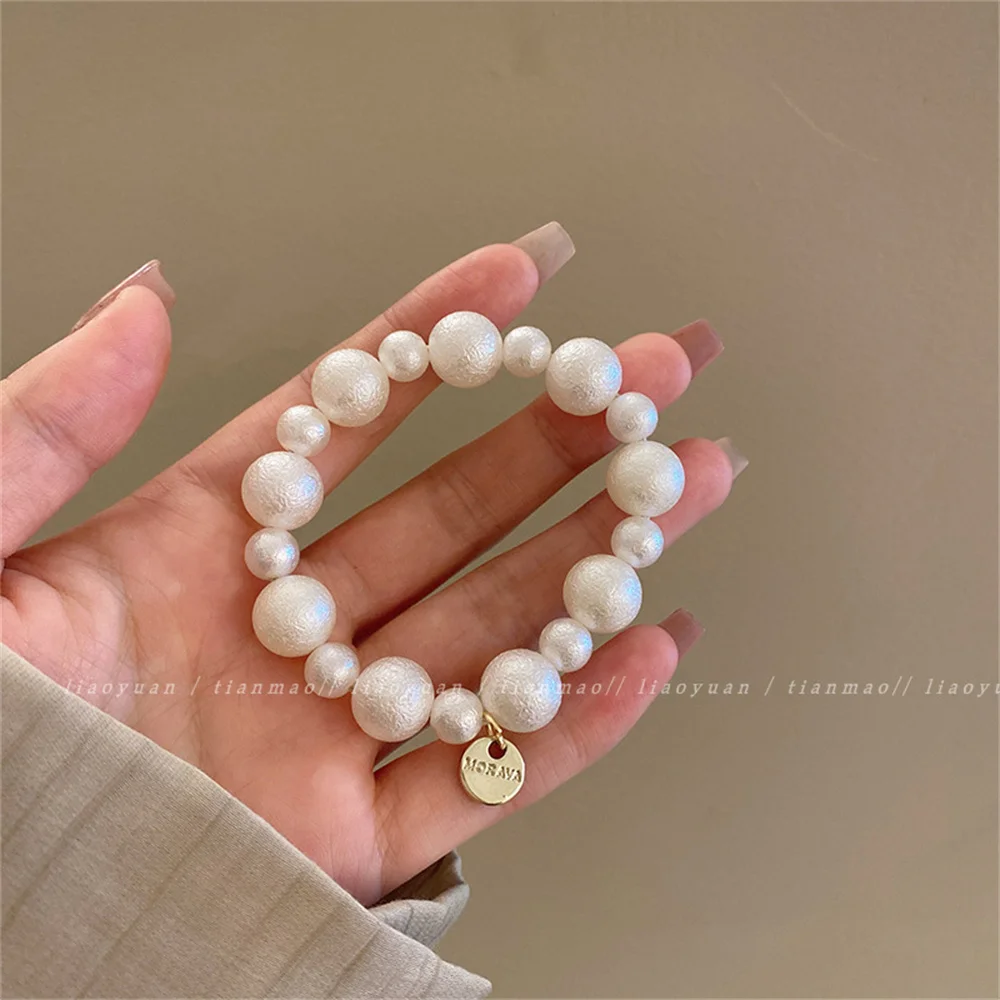 Color: GRAY - Exquisite Pearl Beaded Hair Ties Bracelet Sweet Ponytail Braid Hair Rope for Women Girl Fashion Headwear Hair Accessories Gift