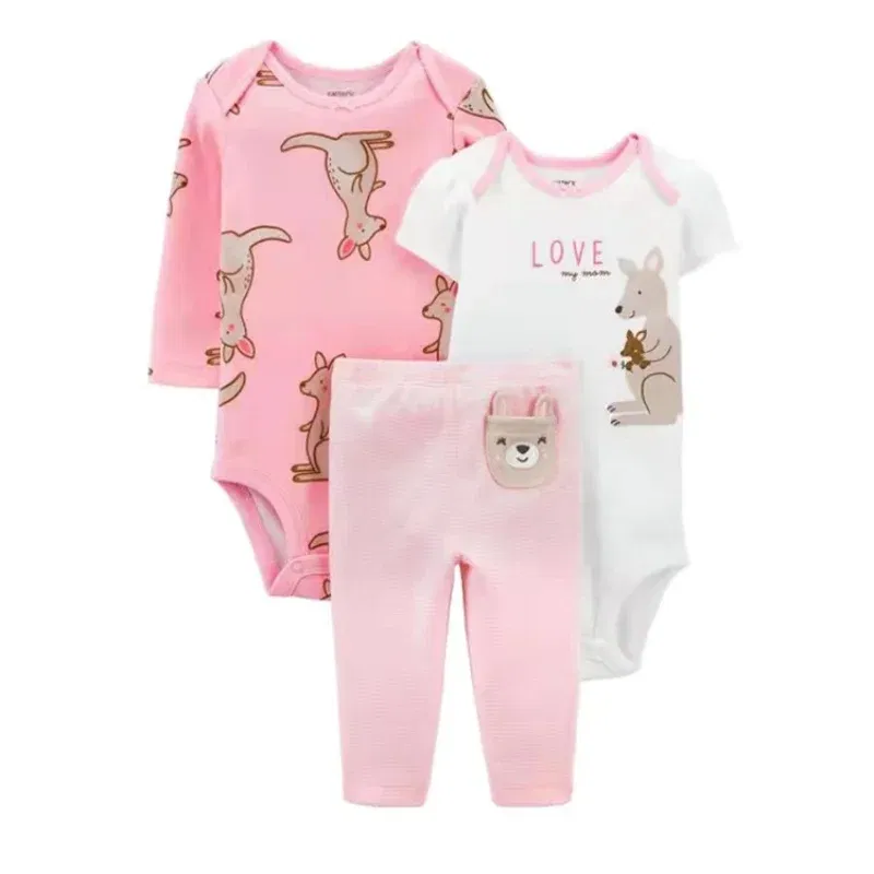 Color: Blue, Ships From: CHINA, Kid Size: 24M - 3PCS Baby Clothing Set Autumn Newborn Baby Girl Pure Cotton Clothes Set Soft Cute Animal Kids Bodysuits+Pants+Romper Bebe 6-24M