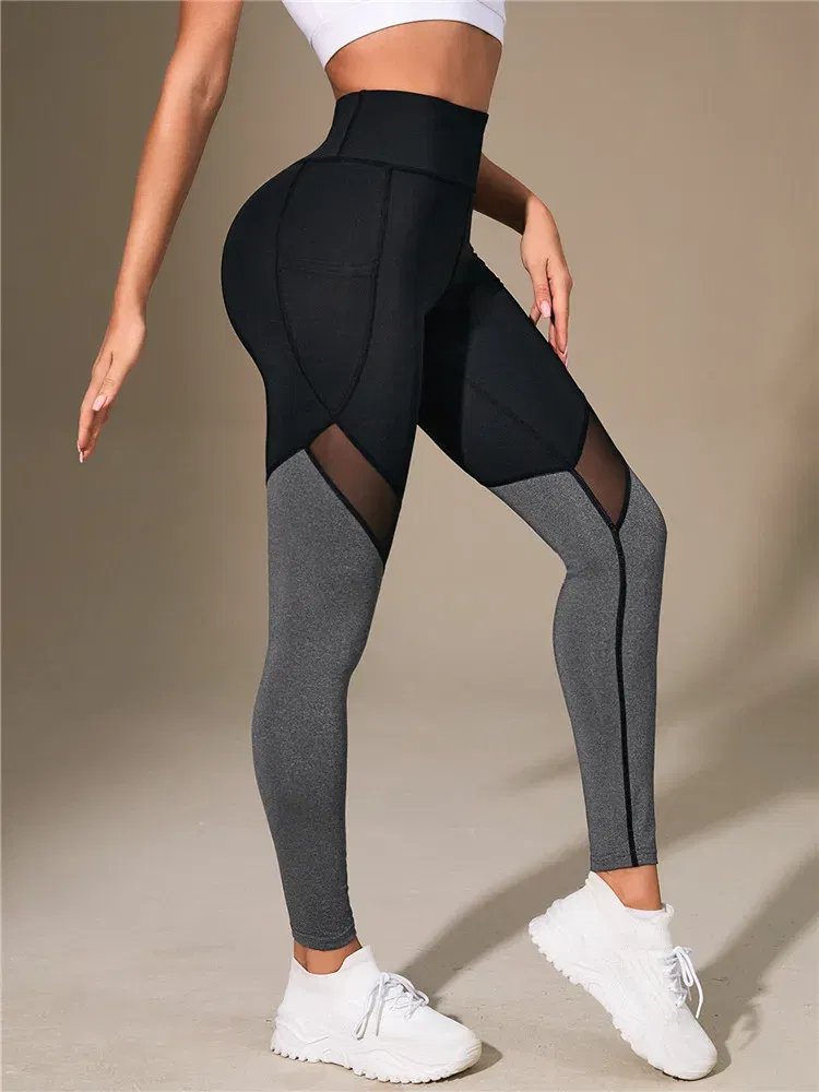 Size: L - Women Gym Yoga Butt Lifting Leggings High Waist Quick Dry Sports Pants With Elastic Waistband Exercise Trousers Workout Leggings