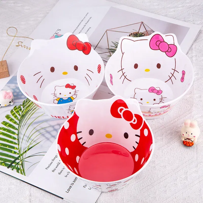 Color: Multicolor, Ships From: CHINA - New Sanrio Hello Kitty Bowl My Melody Cartoon Children's Tableware Cute Creative Anti-drop Anti-scald Soup Bowl Kid for Gifts