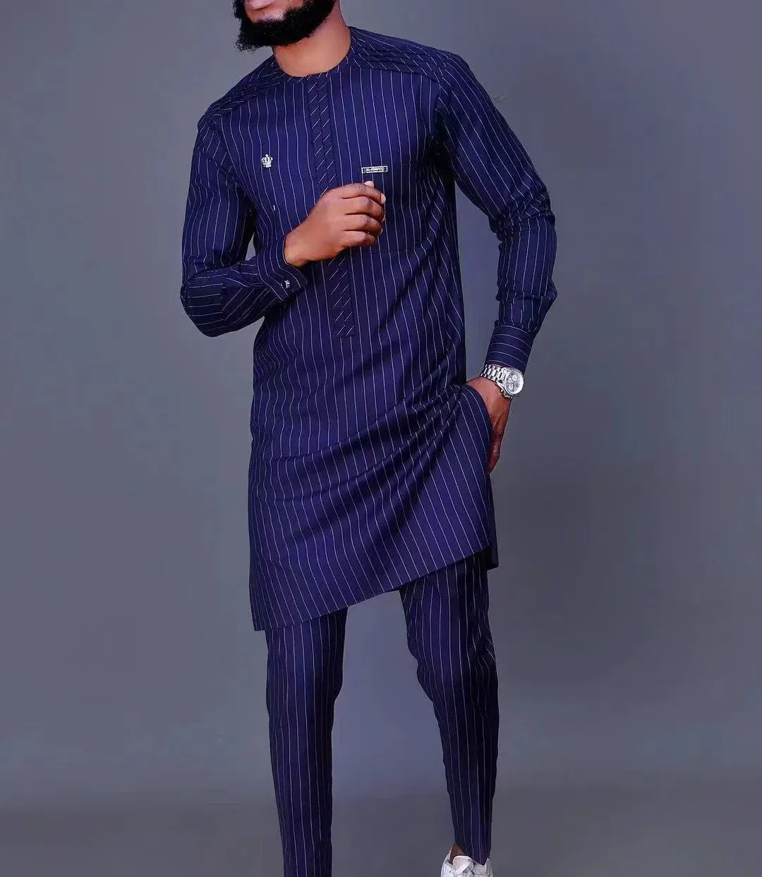 Color: Burgundy, Size: XXXL - 2024 New African Traditional Men's Set Elegant and Fashionable Men's Suit Casual Embroidery Two Piece Set Men's Suit Kaftan