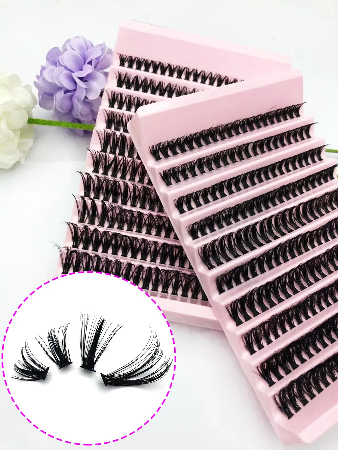 Thickness: 0.07mm, Curl: D, Color: Rose Red - DIY Large Capacity Hair, Natural and Thick Style, 30P/40P Can Be Matched at Will