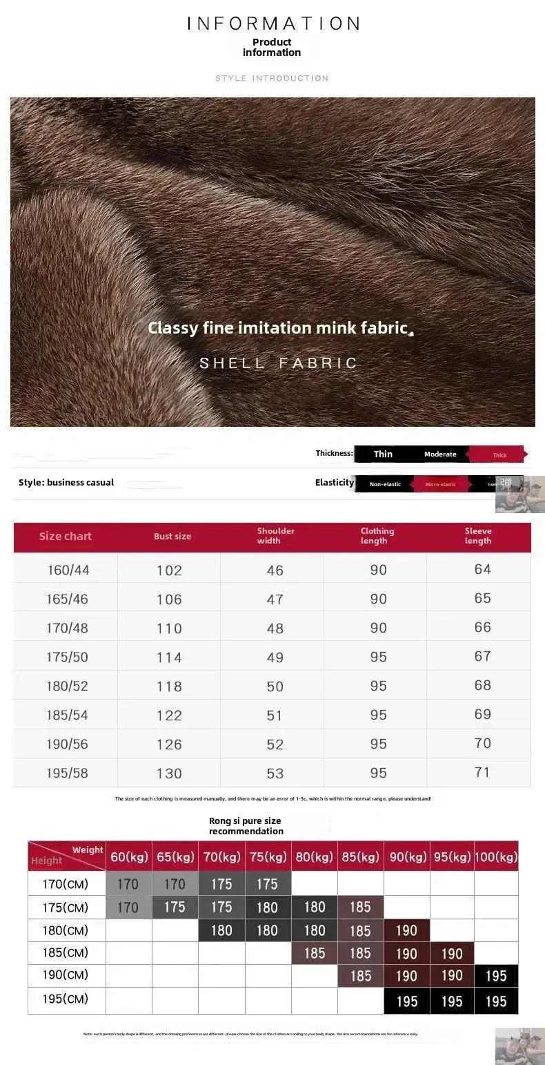 Color: Beige, Size: M - Parker Men's Imitation Fur Liner Winter Warm New Fur One-piece Coat Imitation Mink Fleece Mid-length Fur Coat